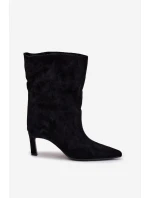Dámské kotníkové boty na jehlovém podpatku Solvienne – černé