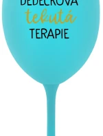 DĚDEČKOVA TEKUTÁ TERAPIE - tyrkysová sklenice na víno 350 ml