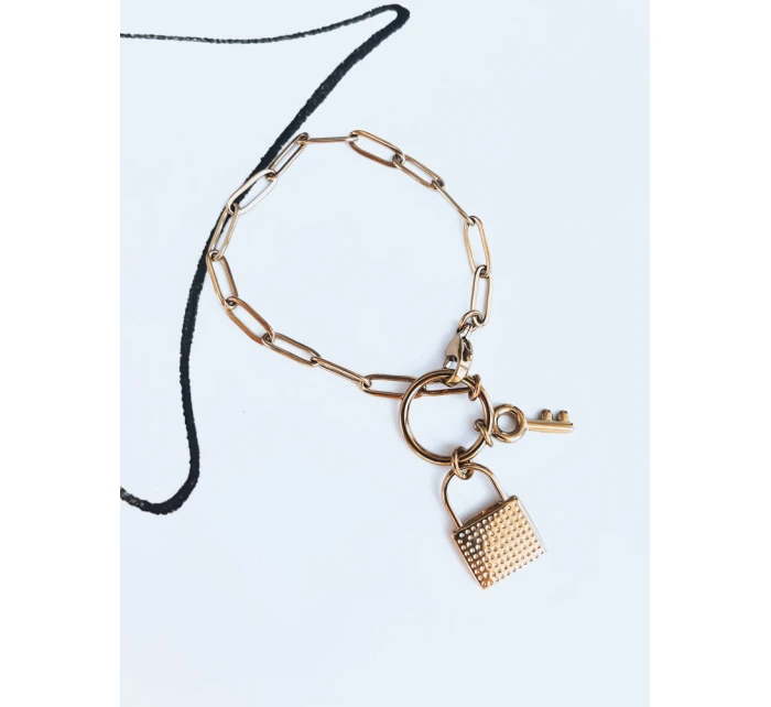 Náramek LOCK KEY ve zlaté barvě FashionStreet LY0099