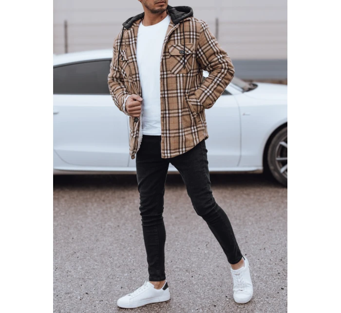 Pánská zateplená bunda s kapucí béžová FashionStreet TX4955