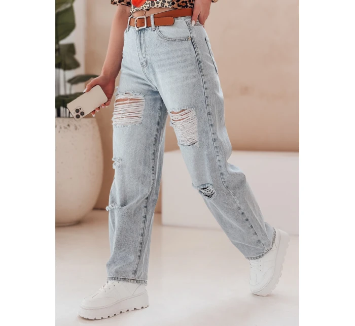 Dámské džínové kalhoty s páskem BAGGINOVA blue FashionStreet UY2683 Dámské džínové kalhoty s páskem BAGGINOVA blue FashionStreet UY2683