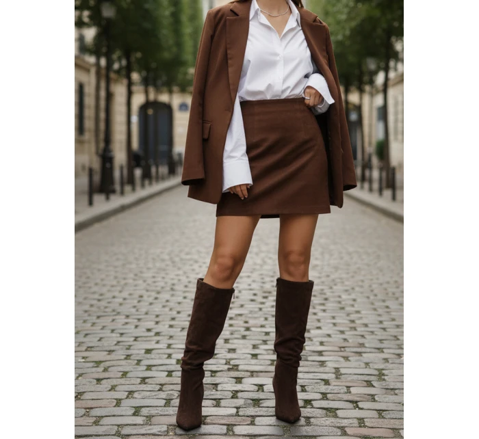 Dámské semišové hnědé boty FashionStreet ZY1324