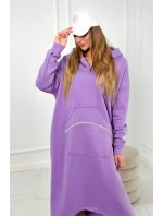 Zateplené šaty s kapucí fialka
