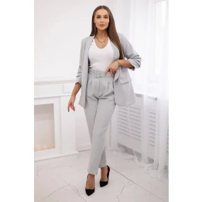 Elegantní souprava saka a kalhot šedý Elegantní souprava saka a kalhot šedý