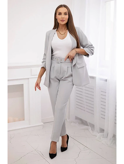 Elegantní souprava saka a kalhot šedý Elegantní souprava saka a kalhot šedý