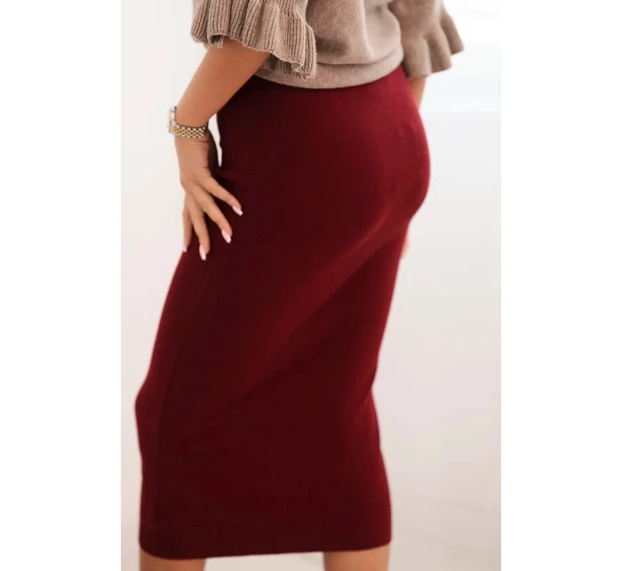 Dámská viskózová tužková sukně s elastickým pasem bordová