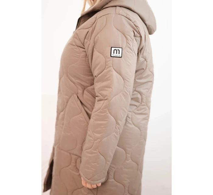 Dámská bunda Plus Size zimní prošívaná s kapucí fango