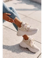 Dámské Kožené Tenisky Béžové model 21671647 - CheBello