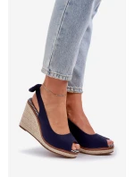 Sandály Na Klínu S Pletením Tmavě Modré model 21684417 - Boto Sandály Na Klínu S Pletením Tmavě Modré model 21684417 - Boto