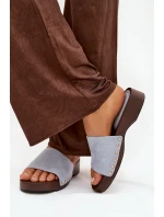 Dámské pantofle se zlatými sponami modré model 21918761 - Boto Dámské pantofle se zlatými sponami modré model 21918761 - Boto