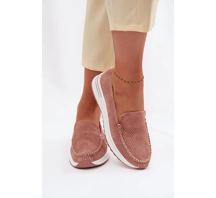 Růžové dámské semišové mokasiny Pevina Růžové dámské semišové mokasiny Pevina