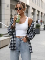 Koszula damska zapinana na guziki w kratę granatowa FashionStreet DY0483 Koszula damska zapinana na guziki w kratę granatowa FashionStreet DY0483