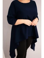 Dámská tunika Plus Size bavlněná s asymetrickým střihem granátová