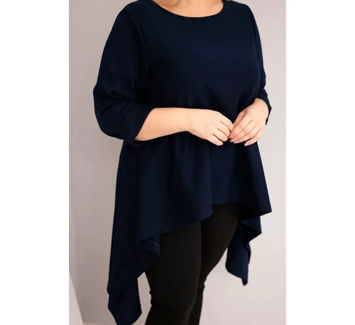 Dámská tunika Plus Size bavlněná s asymetrickým střihem granátová