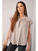 Dámská bavlněná košilová halenka s krajkou a krátkým rukávem fango