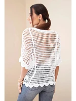 Dámský letní krajkový svetr s knoflíky a dlouhým rukávem černý