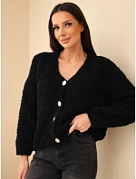 Dámský svetr s mohair se zdobnými knoflíky černý Dámský svetr s mohair se zdobnými knoflíky černý