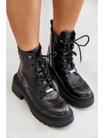 Dámské Zateplené Kožené Boty Černé model 21673867 - Goe Dámské Zateplené Kožené Boty Černé model 21673867 - Goe