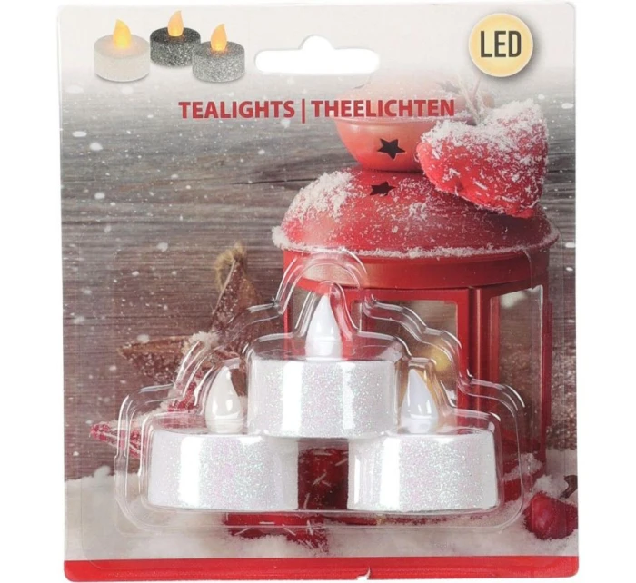 SADA 3 ČAJOVÝCH SVÍČEK S TŘPYTKAMI