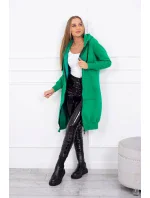 Zateplená dlouhá mikina s kapucí zelená