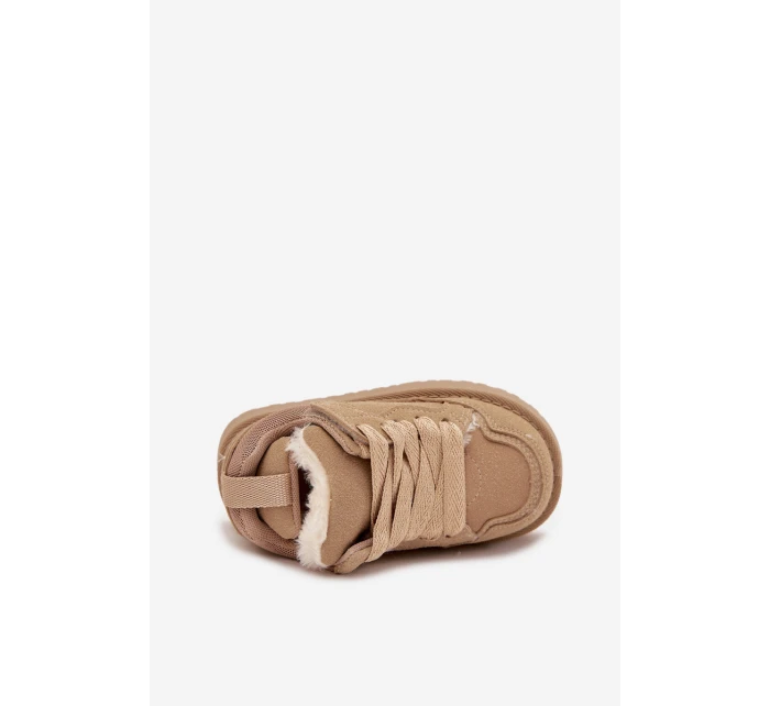Dětské zateplené sneakers s kožíškem Mireen – béžové