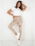 Dámské džínové kalhoty ALEX dark beige FashionStreet UY1876