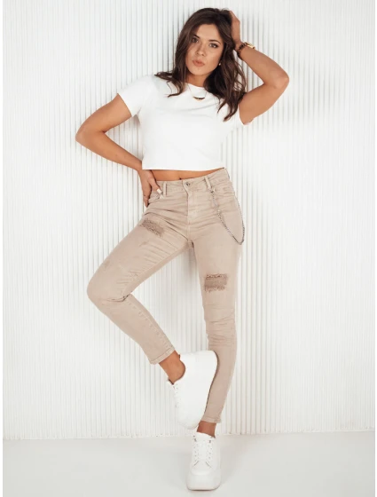 Dámské džínové kalhoty ALEX dark beige FashionStreet UY1876