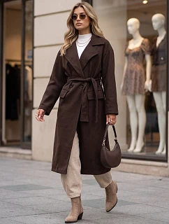 Płaszcz damski z paskiem brązowy model 22349673 - FashionStreet