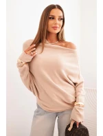 Dámský asymetrický model 21301099 svetr z viskózy béžový - K-Fashion Dámský asymetrický model 21301099 svetr z viskózy béžový - K-Fashion