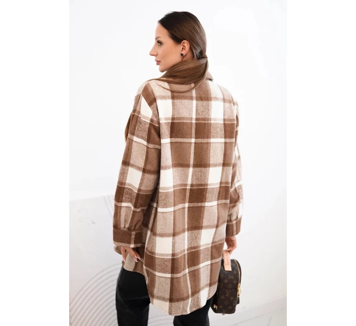 Dámská kostkovaná košile camelová