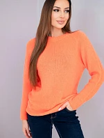 Dámský svetr z baby alpaky s dlouhým rukávem pomerančový