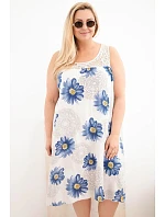 Dámské šaty Plus Size z viskózy s květinovým vzorem a krajkovým výstřihem béžová Dámské šaty Plus Size z viskózy s květinovým vzorem a krajkovým výstřihem béžová