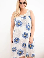 Dámské šaty Plus Size z viskózy s květinovým vzorem a krajkovým výstřihem béžová