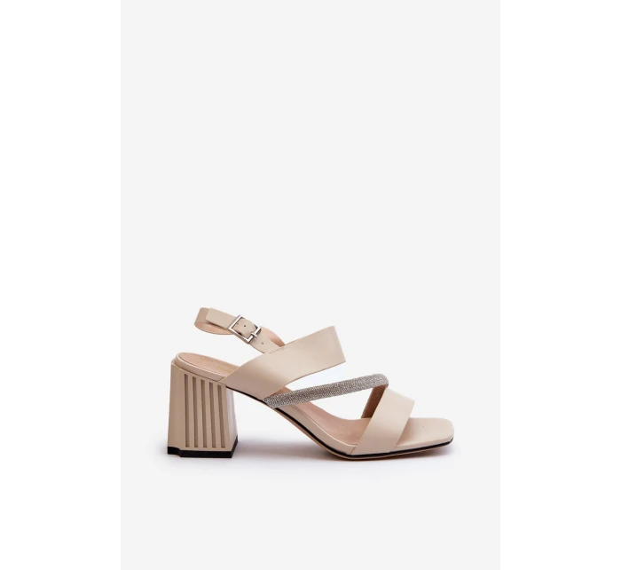 Dámské elegantní sandály na podpatku béžové D&A MR38-549