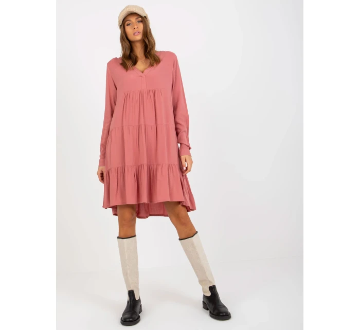 Šaty D73761M30361A tmavě růžové