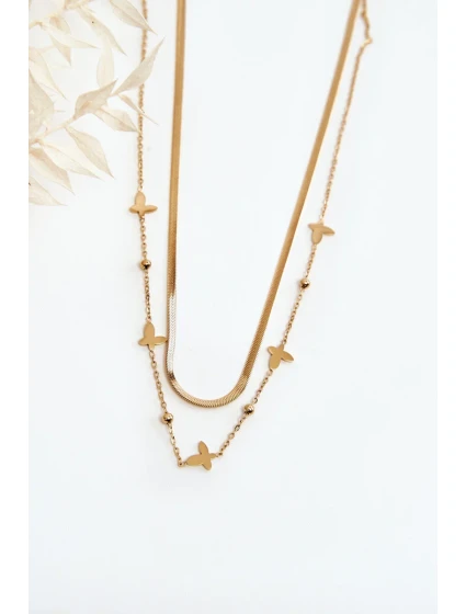 Dámský řetízek had s motýly, zlatý Dámský řetízek had s motýly, zlatý