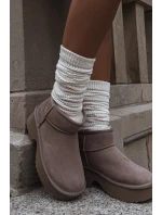 Dámské sněhule Milora z přírodního semiše s kožešinou – khaki Dámské sněhule Milora z přírodního semiše s kožešinou – khaki