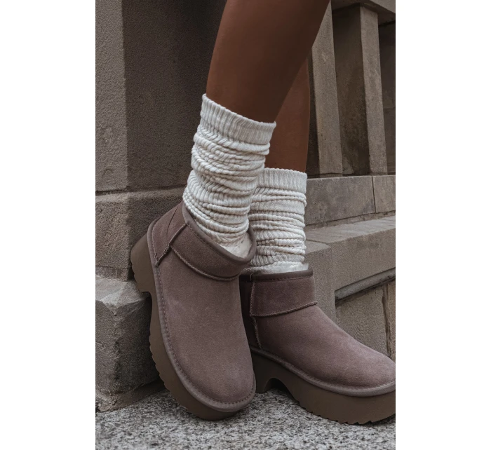 Dámské sněhule Milora z přírodního semiše s kožešinou – khaki Dámské sněhule Milora z přírodního semiše s kožešinou – khaki