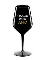 ÚKLID POČKÁ, ALE VÍNO ZVĚTRÁ - černá nerozbitná sklenice na víno 470 ml