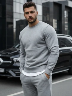 Pánská hladká šedá mikina BX3354