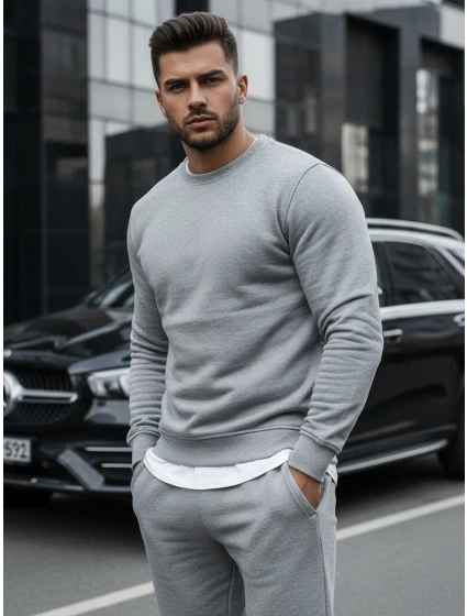 Pánská hladká šedá mikina BX3354