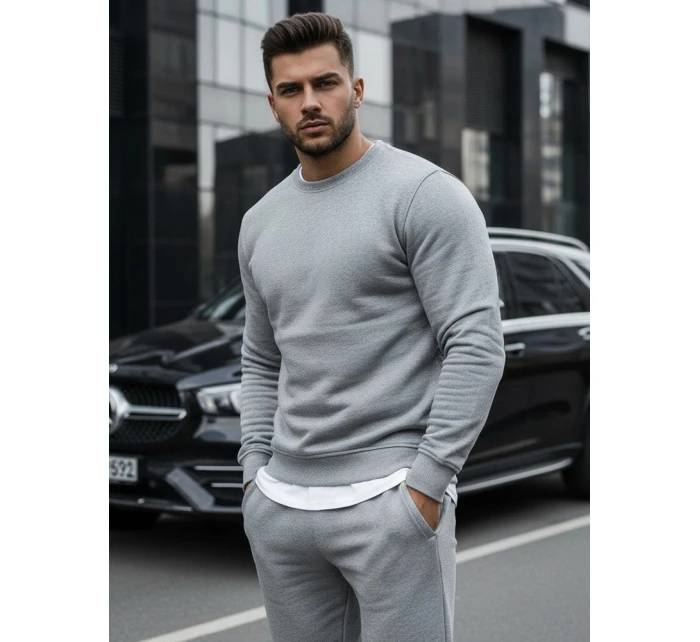 Pánská hladká šedá mikina BX3354