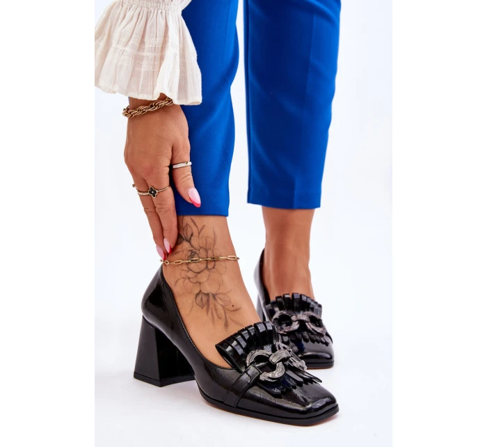 Pohodlné lodičky z lakované kůže černé model 21611385 - S.Barski