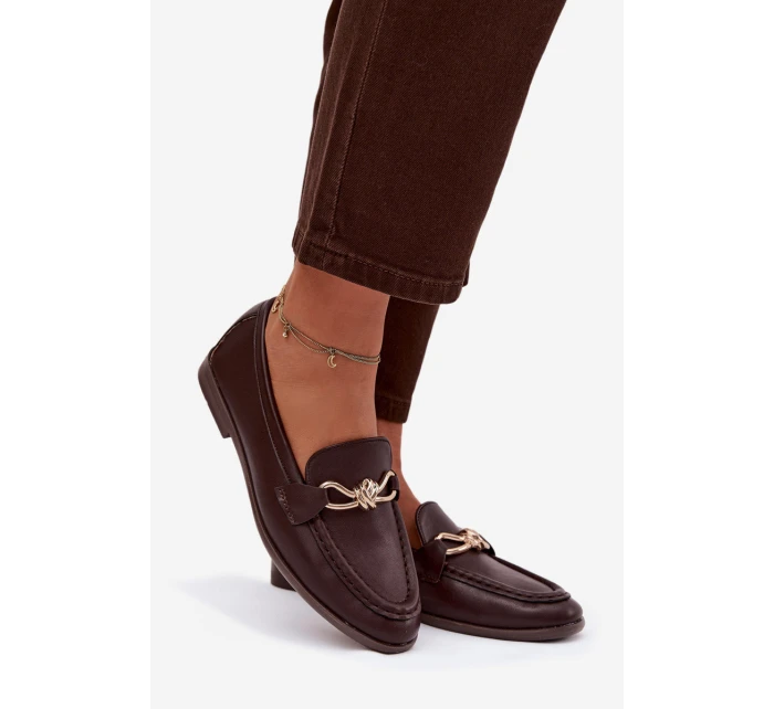 Dámské mokasíny s ozdobným detailem čokoládové rozinky