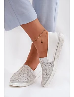 Dámské nazouvací kožené polobotky Maciejka 03512-70 Bílá-Stříbrná