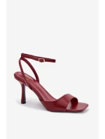 Dámské sandály na jehlovém podpatku z eko kůže - bordó Brisora Dámské sandály na jehlovém podpatku z eko kůže - bordó Brisora