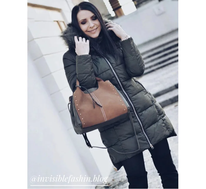 PIKOWANA DAMSKA KURTKA ZIMOWA Z KAPTUREM RÓŻ model 21242060 - Libland