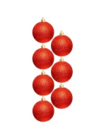 DEKORATIVNÍ PLASTOVÁ CETKA 6CM SADA 35 KS ČERVENÁ