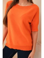 Dámský svetr z viskózy s krátkým rukávem oranžový