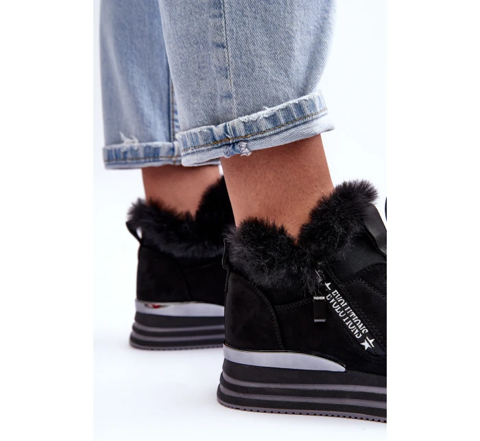 Sportovní Boty Na Platformě S Kožíškem Černá model 21631423 - Boto